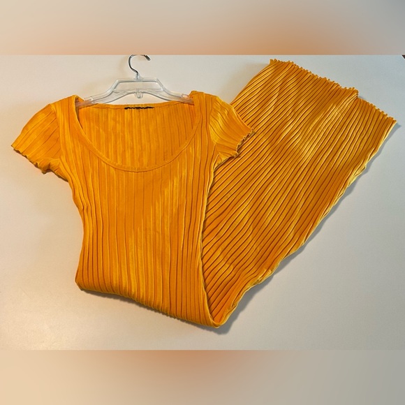 SIMON MILLER Rib Scoop Neck Cap Sleeve Long Dress, Vibrant Yellow/Orange, Sz XS - Picture 4 of 15